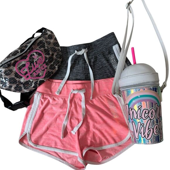 Justice Bundle Shorts and Unicorn Vibes Glitter Tumbler Bag Plus Sequin Bag - Picture 1 of 11